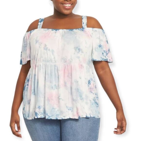 LANE BRYANT Swing Flutter-Sleeve Off-The-Shoulder Babydoll Tee SZ.14/16 NWT - Picture 2 of 11